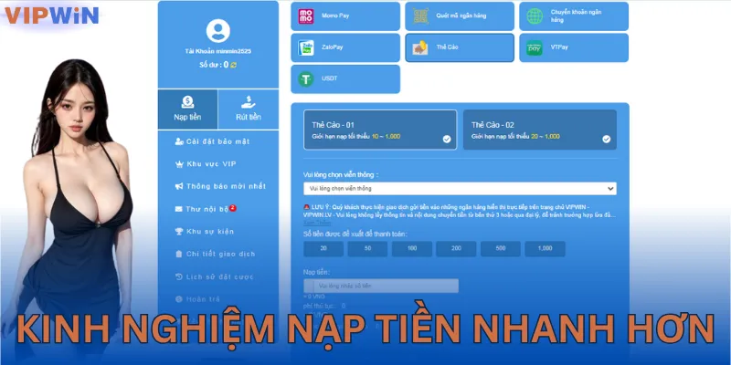 Kinh nghiệm cần nắm để quá trình nạp tiền nhanh hơn